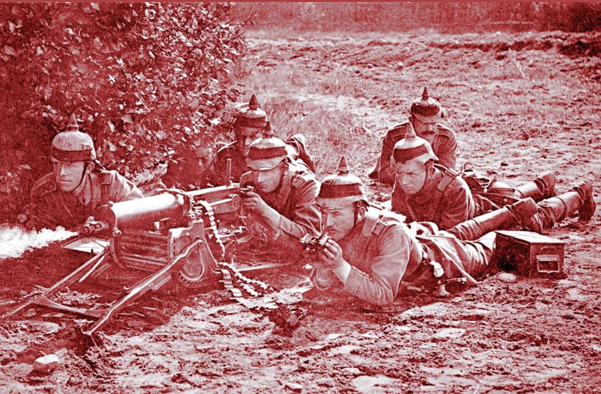 Немецкие пулемётчики времён Первой мировой войны. Фото 1916 года.