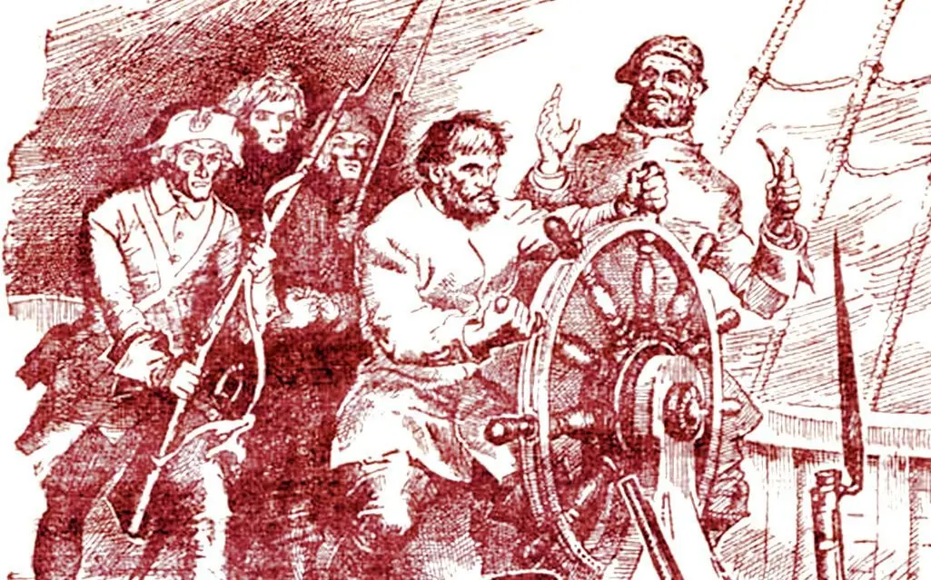 Иллюстрация И. Кускова из книги "Лодейный кормщик" Евгения Богданова (Москва, Детская литература, 1974 год).