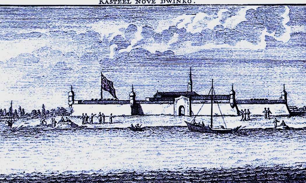 Новодвинская крепость, гравюра путешественника Корнелиса де Брюйна, Амстердам, 1711 г.